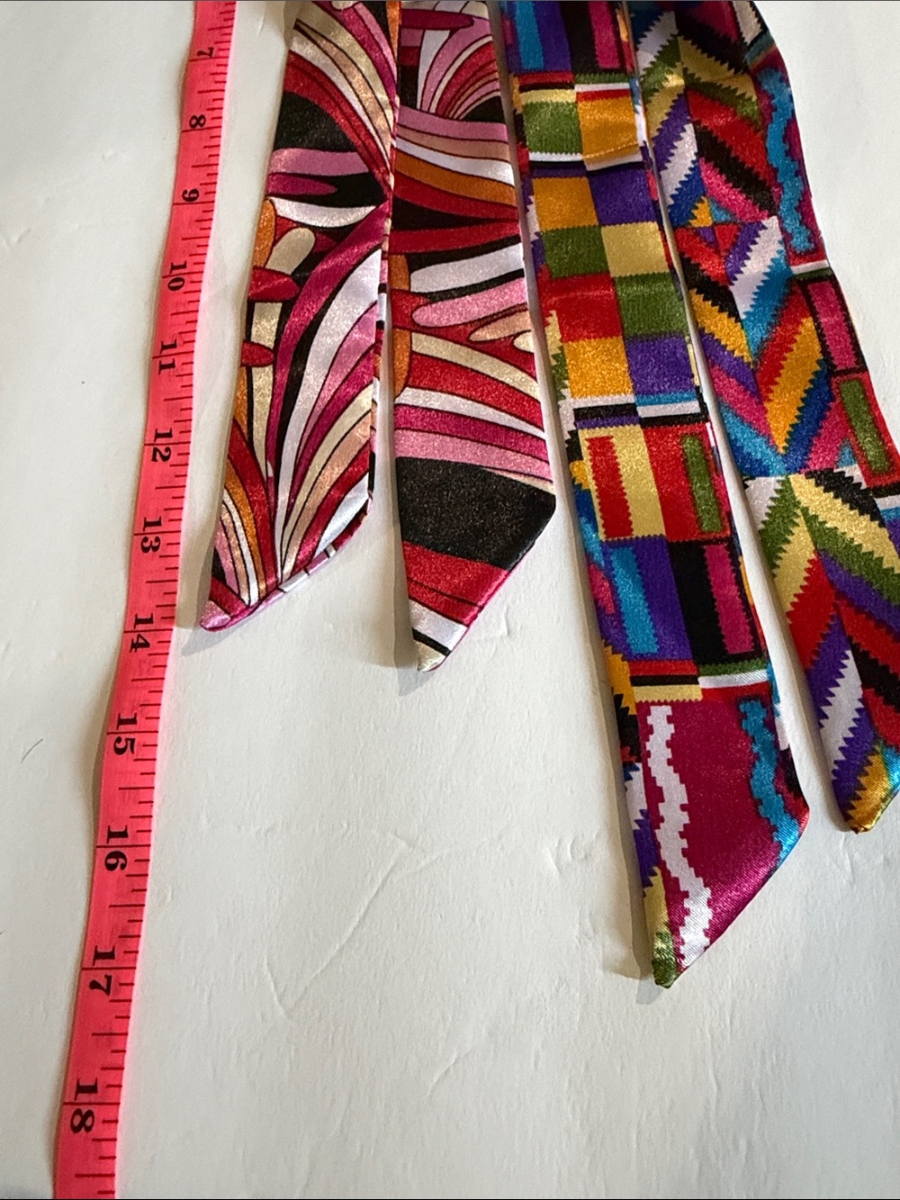 Multicolor Patterned Ribbon Scarf Keychain - Vibrant Pink & Multicolor - Picture 2 of 6